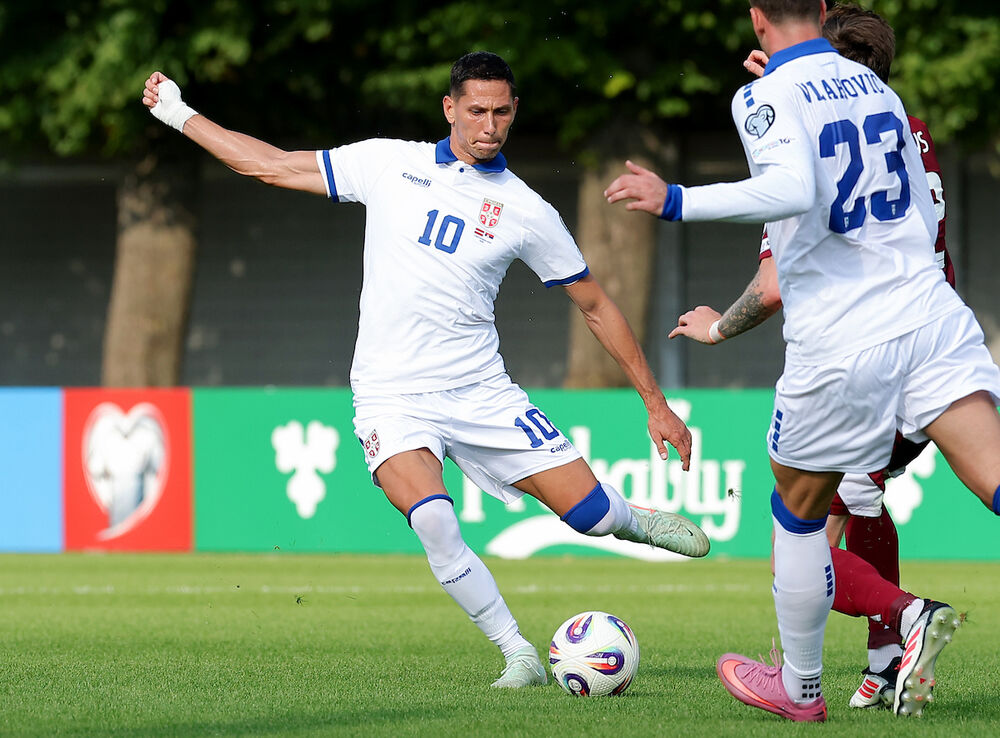 Saša Lukić na utakmici Letonije i Srbije
