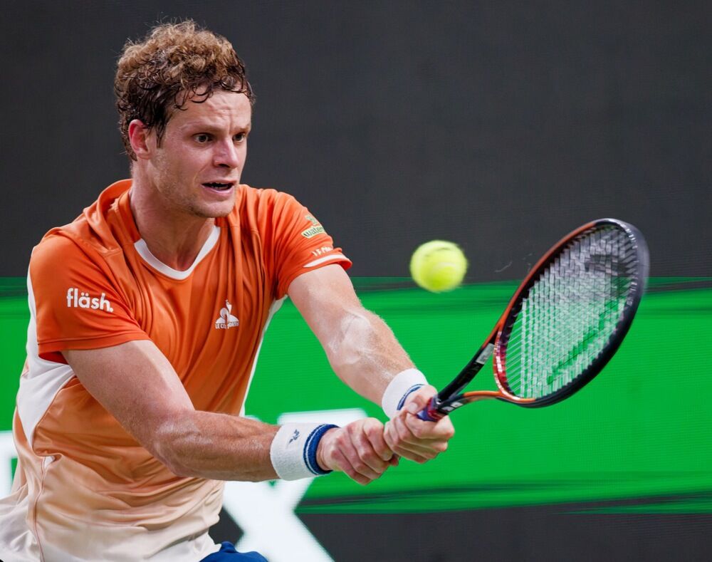 Janik Hanfman na meču protiv Novaka Đokovića