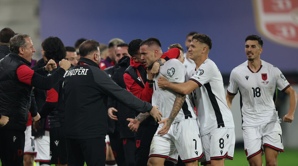 Slavlje fudbalera Albanije protiv Srbije