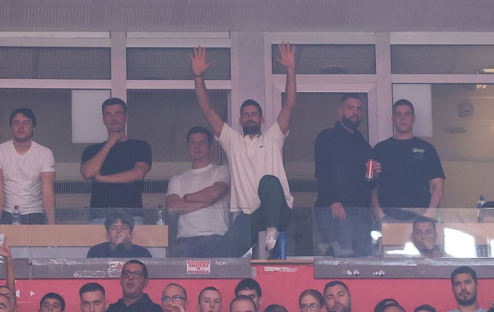 Novak Đoković u Beogradskoj areni na utakmici košarkaša Crvene zvezde