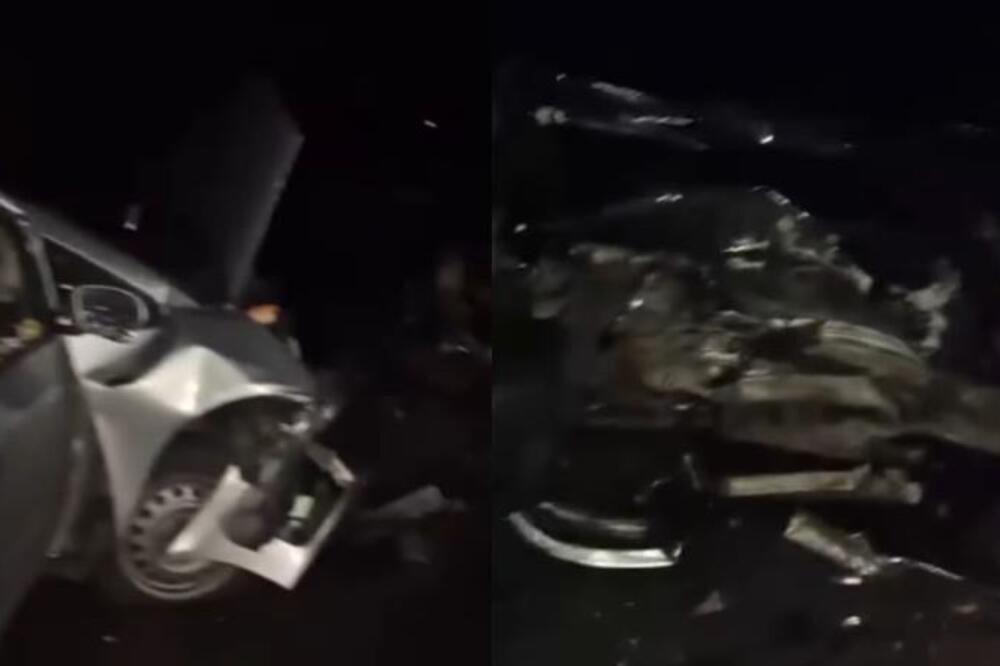 Stravičan sudar kod podvožnjaka u Senti: Vozila smrskana, delovi svuda po putu (VIDEO)