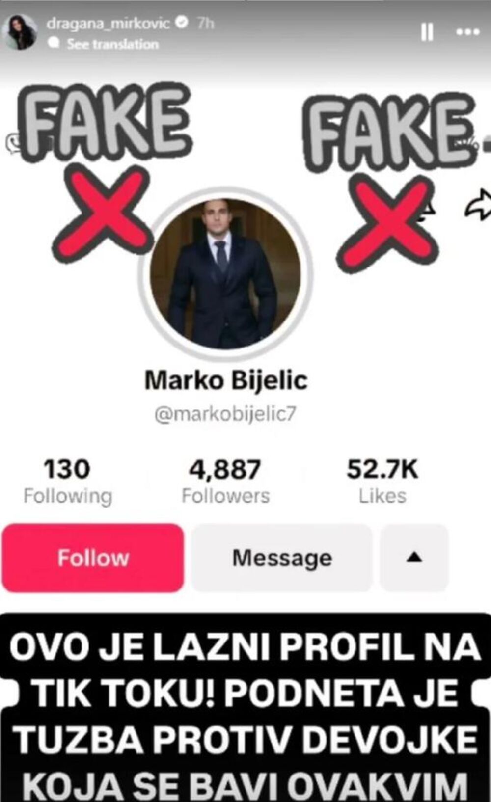 Lažni profil Marka Bijelića