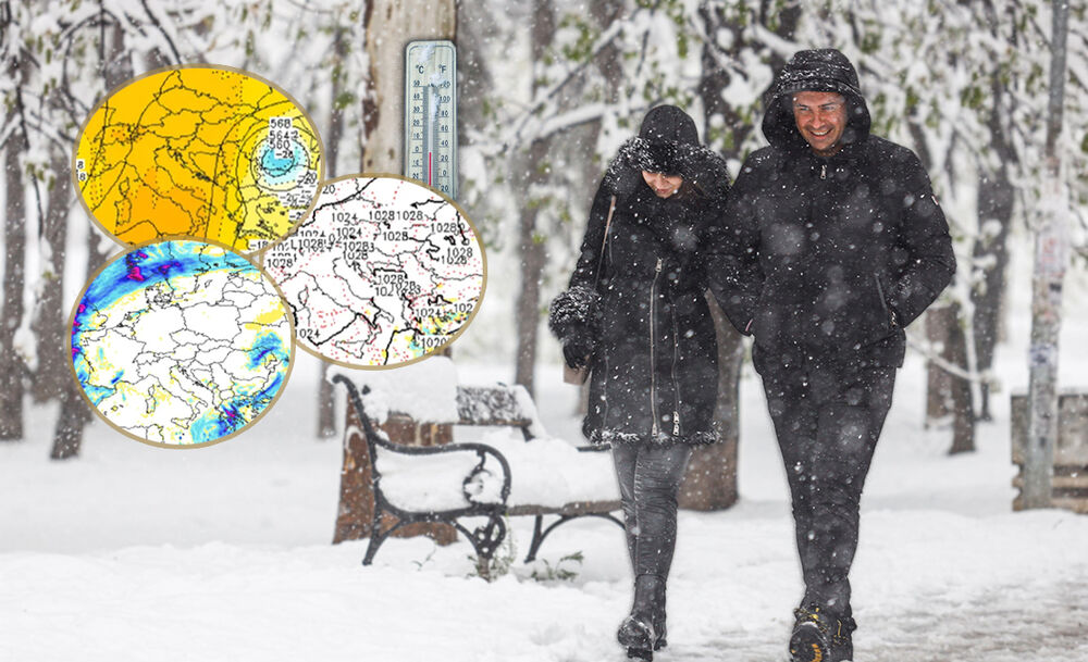 Dvoje ljudi šeta po snegu i hladnoći