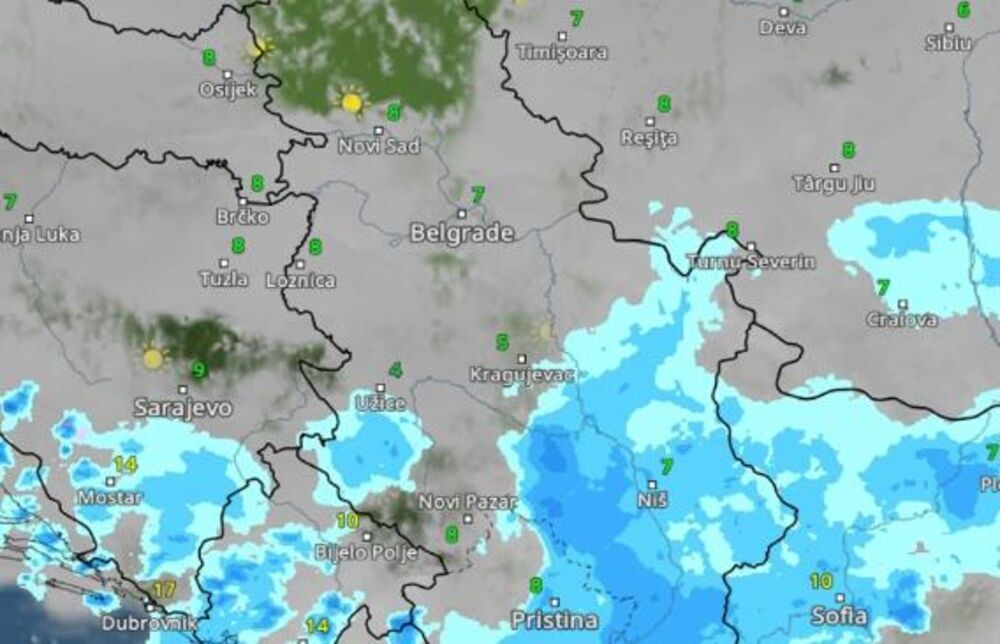 Kretanje nevremena u 15 časova