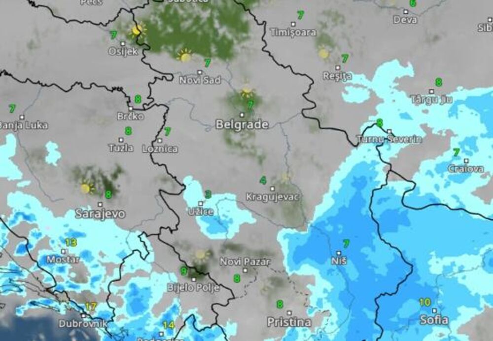 Kretanje nevremena u 16 časova