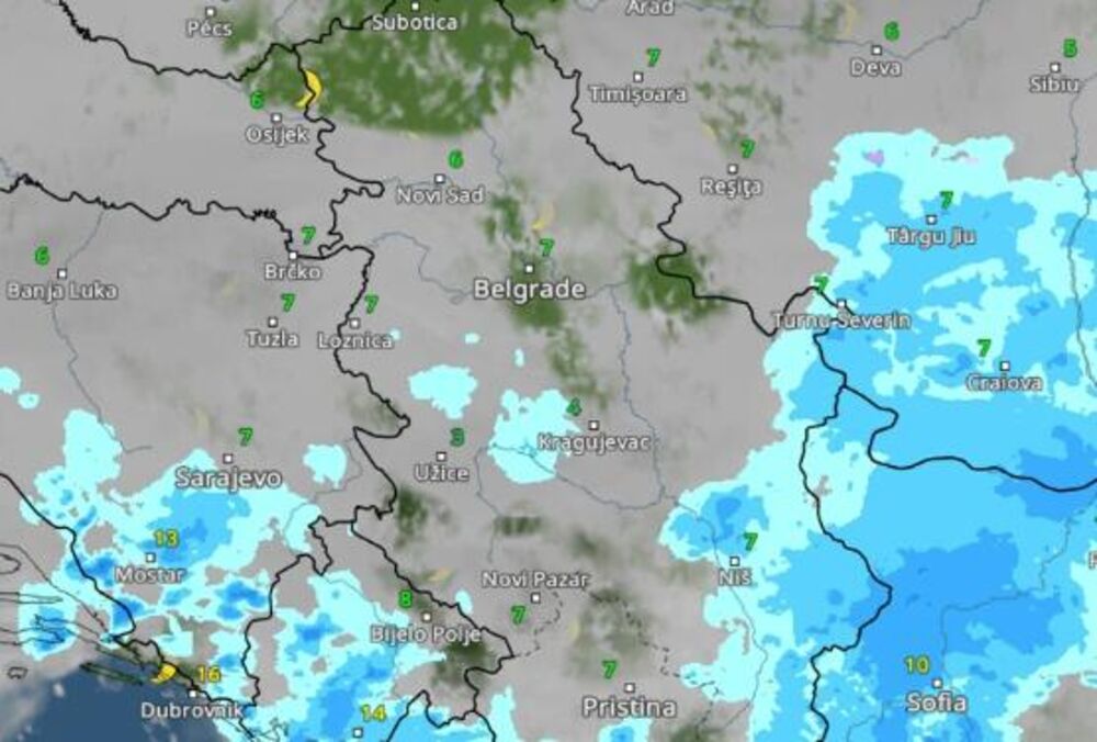 Kretanje nevremena u 17 časova