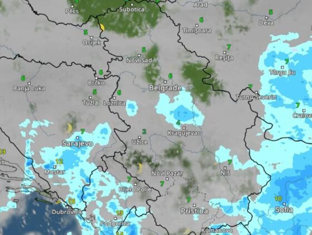 Kretanje nevremena u 18 časova