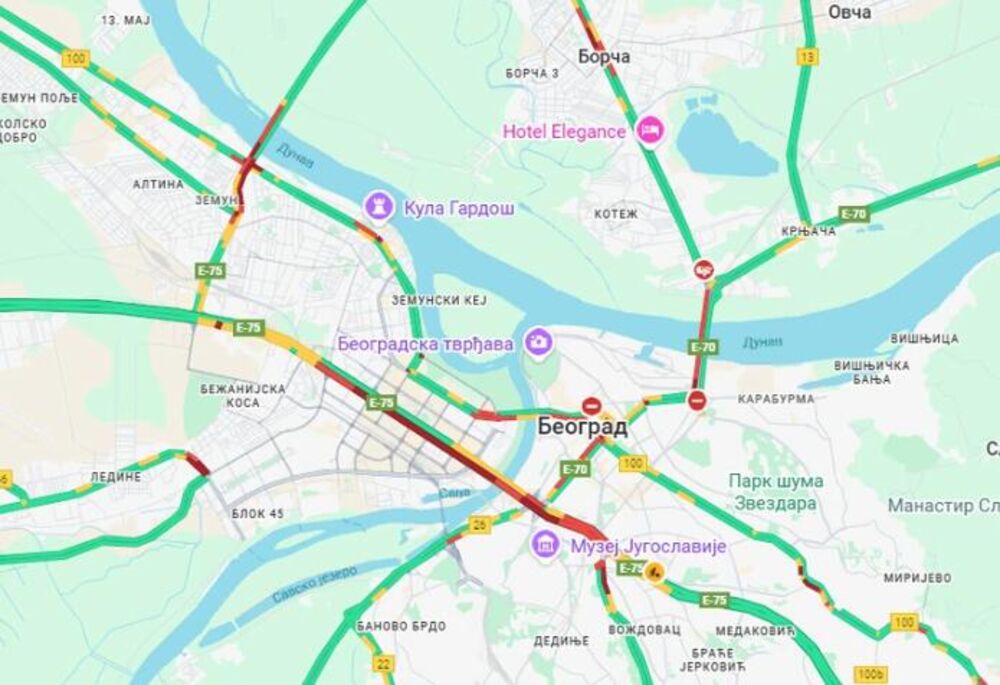 Google mape pokazuju gde je guzžva