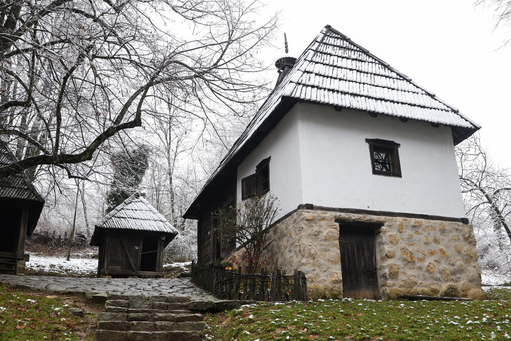 sneg, Zima, planina, Kuća, Tršić