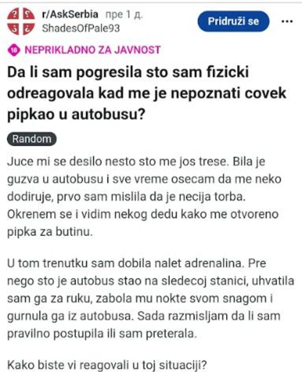 Beograđanka odreagovala u busu kad je nepoznati čovek pipkao