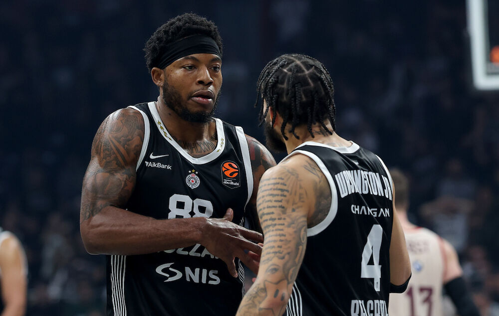 Detalj sa utakmice Partizana i minhenskog Bajerna