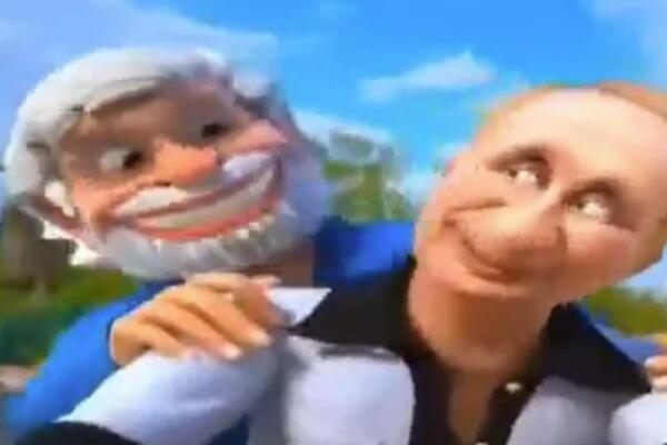 PUTIN I MODI NA MOTORU, U POZADINI RAKETNI SISTEMI, A TRAMP... Crtani film izazvao šok u svetu, JEDNO UPADA U OČI