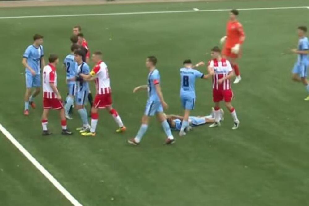 (VIDEO) Opšti haos na meču Zvezde i Teleoptika: Izbila tuča, jedan fudbaler udaran u glavu