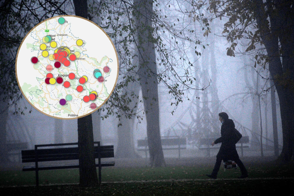 Dva grada u Srbiji su u ljubičastom, evo šta to tačno znači: Mapa zagađenja vazduha pokazuje koliko je stanje loše!