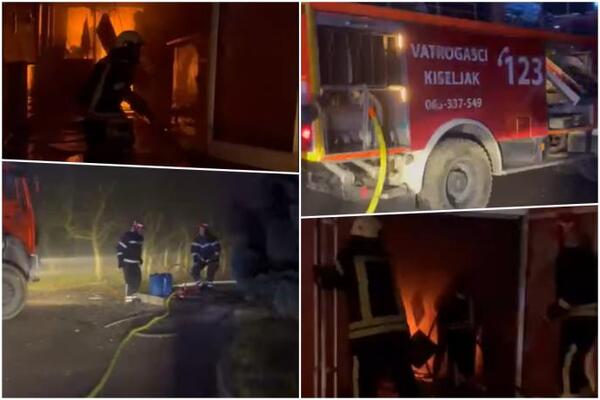 PRVI SNIMAK POŽARA U KISELJAKU: Izbile 3 eksplozije, policija obezbeđuje šire područje! (VIDEO)