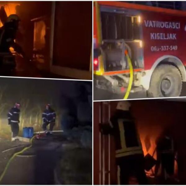PRVI SNIMAK POŽARA U KISELJAKU: Izbile 3 eksplozije, policija obezbeđuje šire područje! (VIDEO)