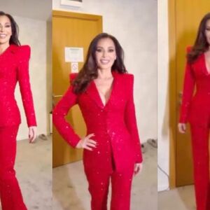 JEDNA JE CECA! Crveno odelo sa šljokicama glavna tema - moćno odelo SKROZ UZ TELO, sve se OCRTALO na SRPSKOJ MAJCI