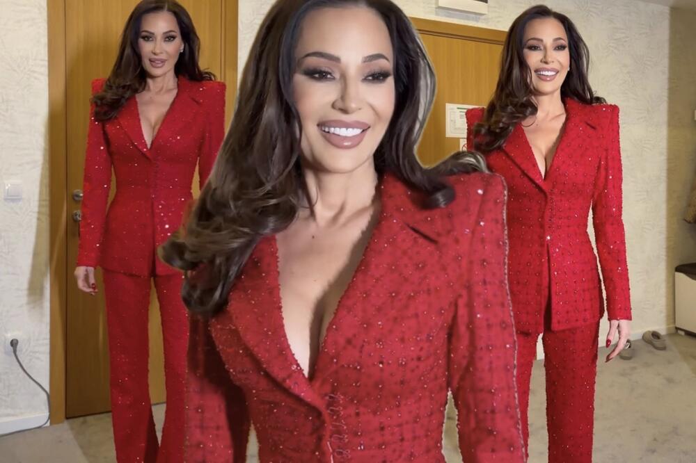 JEDNA JE CECA! Crveno odelo sa šljokicama glavna tema - moćno i SKROZ UZ TELO, sve se OCRTALO na SRPSKOJ MAJCI