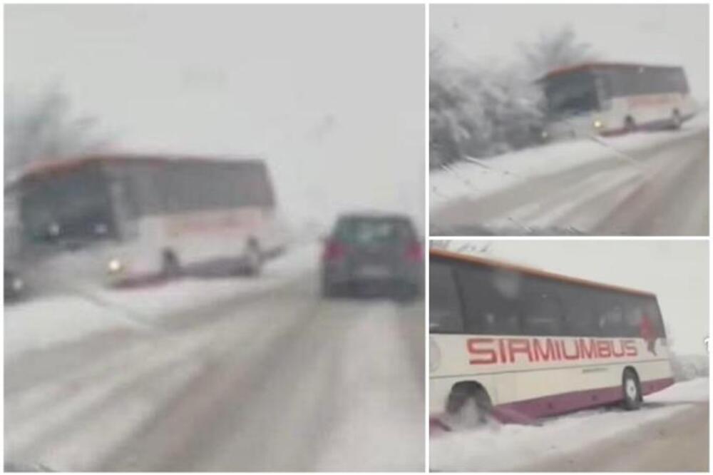 Autobus završio u kanalu kod Rume i to nije nagore: Sneg pravi ogromne probleme, pogotovo u Vojvodini