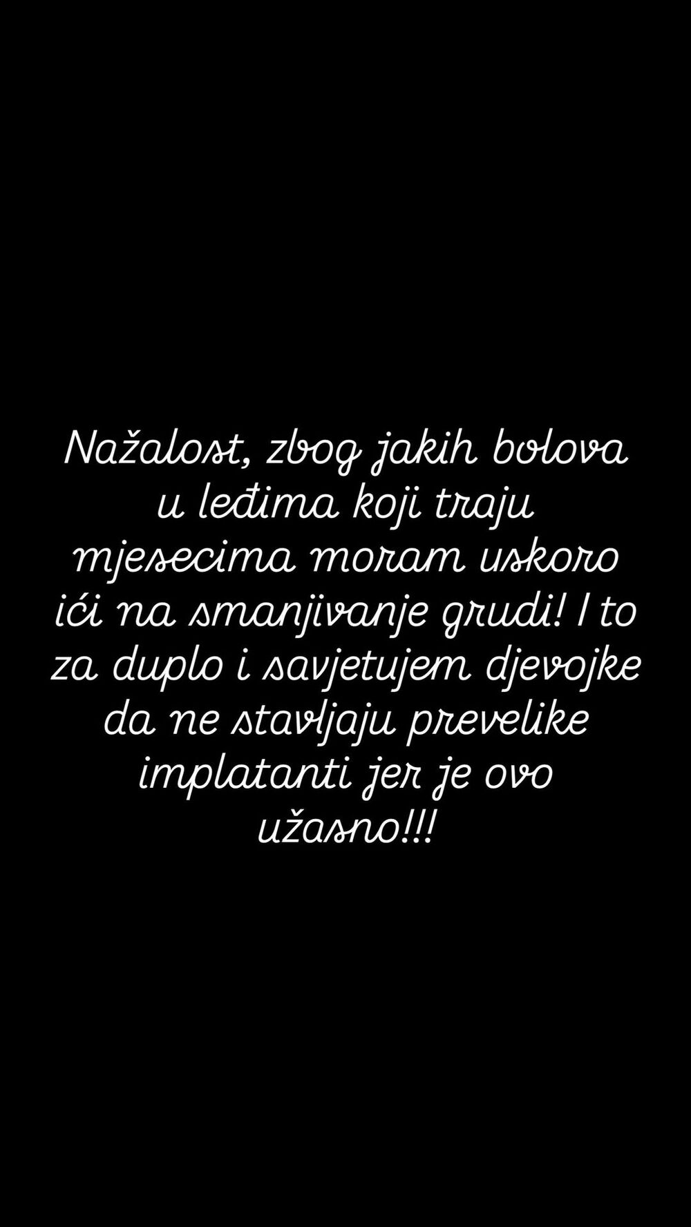 Josipa mora na smanjenje grudi