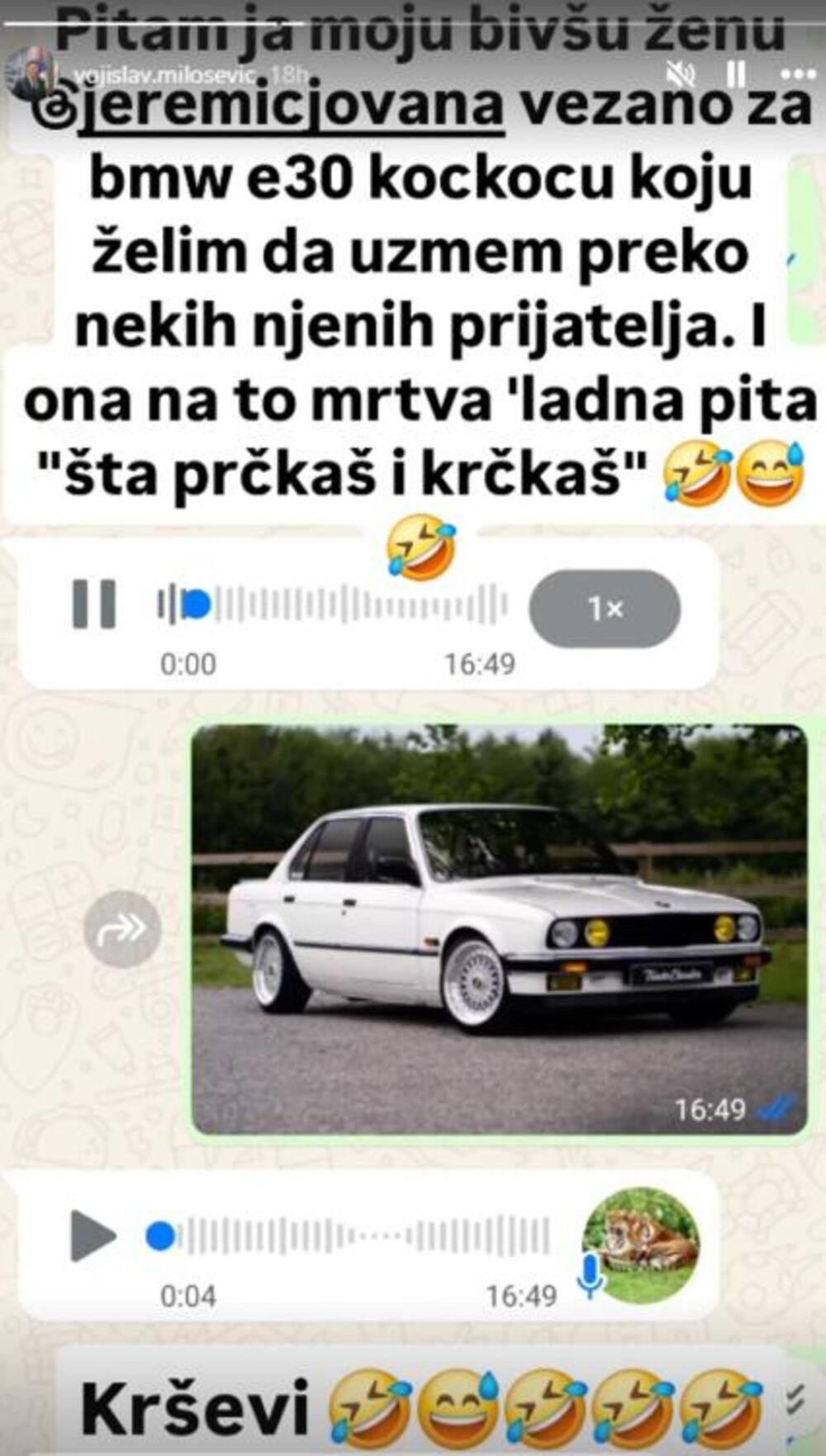 Objava Vojislava Miloševića