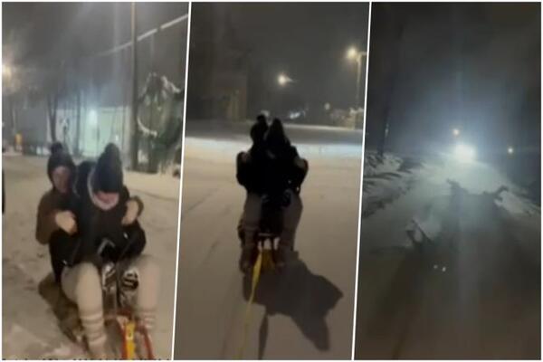 Uznemirujući snimak! Tinejdžerke se sankaju, a onda ih GAZI automobil! Čulo se samo "EJ, STANI!"