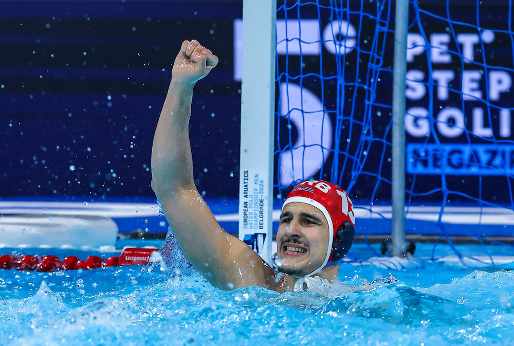 Golman Milan Glušac na utakmici Mađarske i Srbije na Evropskom prvenstvu u Beogradskoj areni