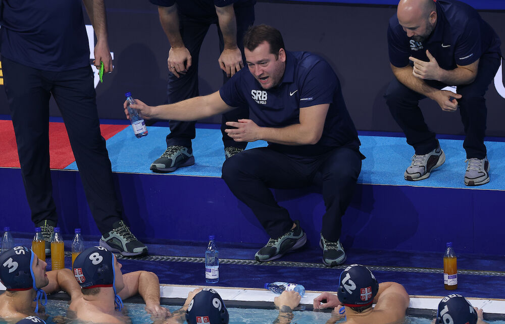 Uroš Stevanović i vaterpolisti Srbije protiv Mađarske na Evropskom prvenstvu u Beogradskoj areni
