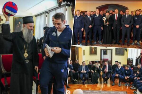 Patrijarh Porfirije ugostio vaterpolo reprezentaciju Srbije: Dobio poklone od kapitena (FOTO)