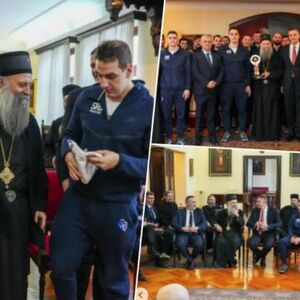Patrijarh Porfirije ugostio vaterpolo reprezentaciju Srbije: Dobio poklone od kapitena (FOTO)