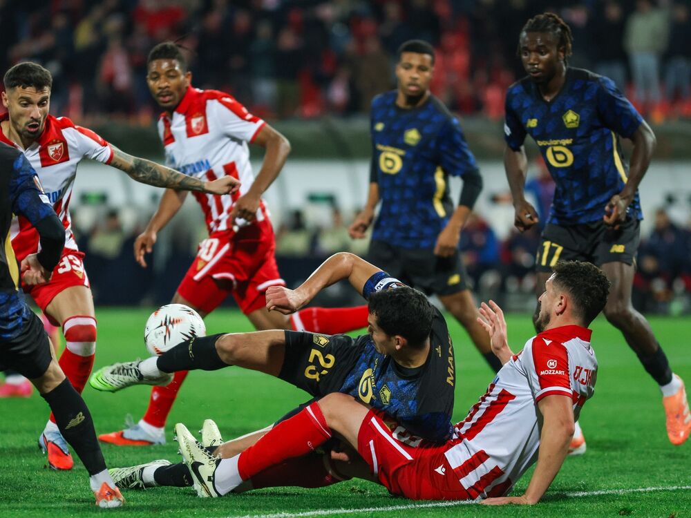 Detalj sa utakmice Crvene zvezde i Lila u ligaškoj fazi Lige Evrope u sezoni 2025/26