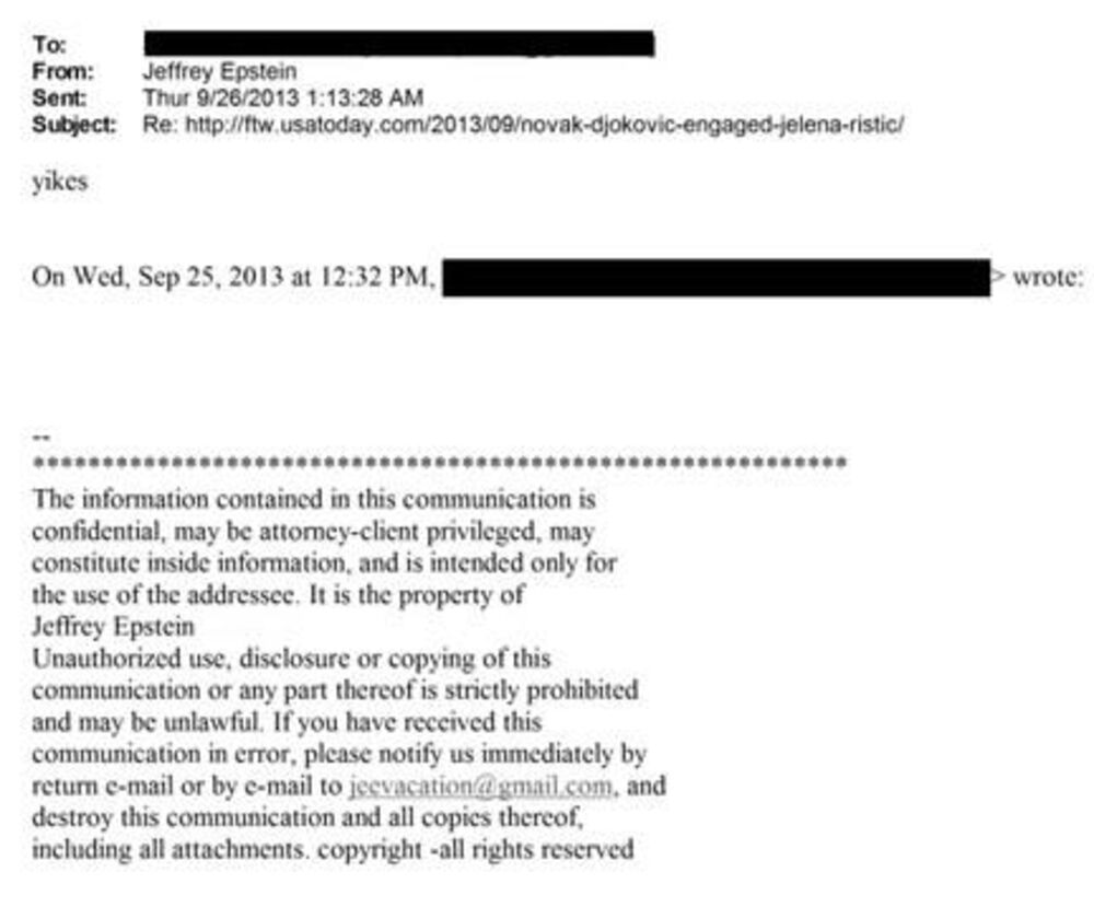 Novak Đoković, Džefri Epstajn