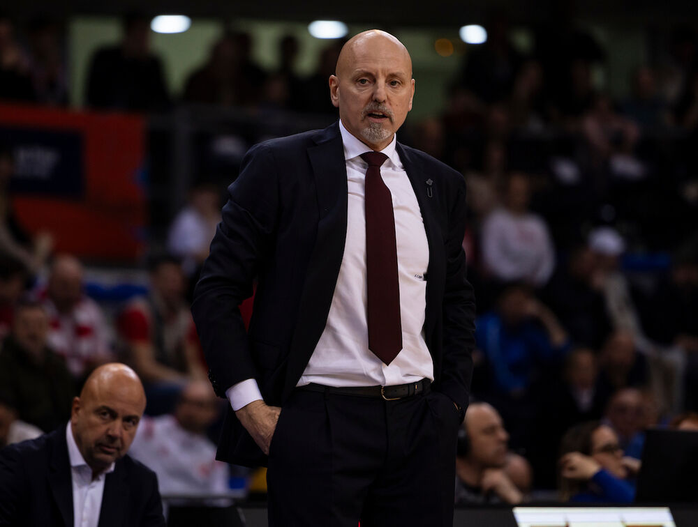 Saša Obradović na utakmici Crvene zvezde i subotičkog Spartaka u polufinalu Kupa Radivoja Koraća 2026. godine