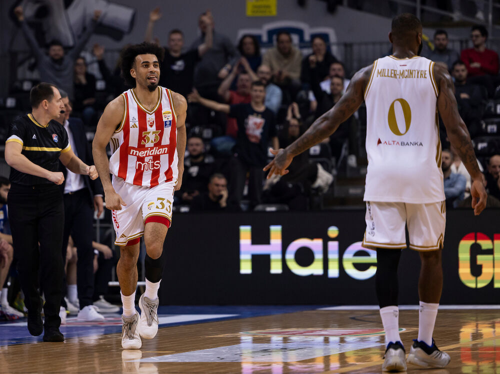 Detalj sa utakmice Crvene zvezde i Spartaka iz Subotice u polufinalu Kupa Radivoja Koraća 2026. godine