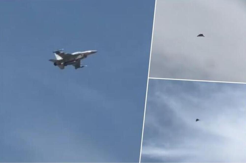 PAKAO NAD PLAŽOM! Ljudi se kupali i sunčali, a iznad njih F-16 juri iranski dron i puca &ndash; šok snimak iz Dubaija!