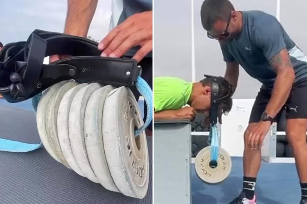 POGLEDAJTE KAKO DŽORDŽ RASEL DIŽE TEGOVE OD 30 KILOGRAMA GLAVOM: Ovako se to vežba u Formuli 1, neverovatna FORMA