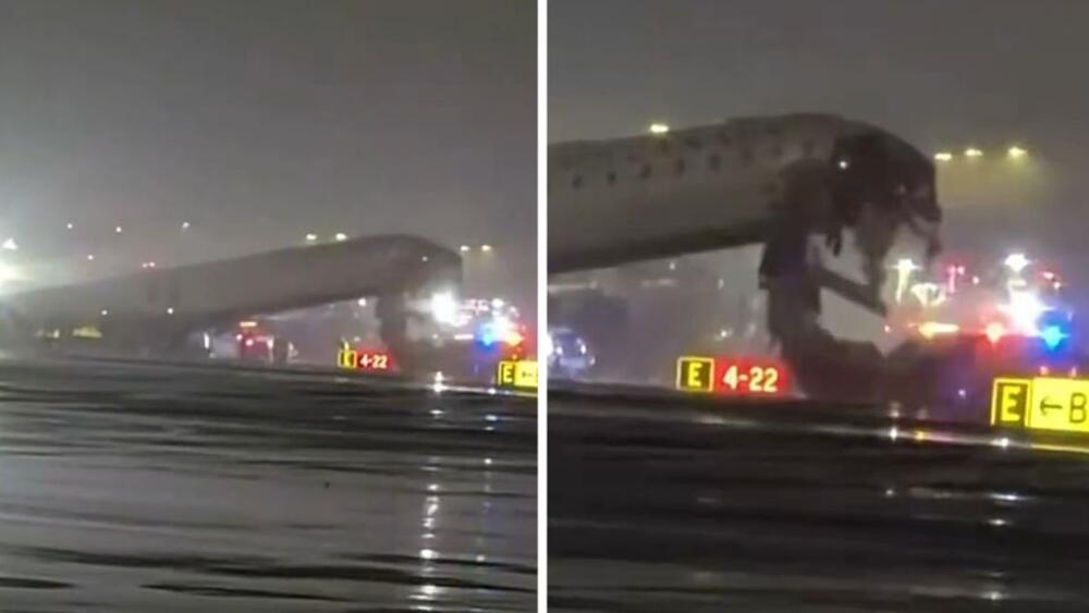 Horor na aerodromu u Njujorku: Avion udario u vozilo pri sletanju, prve slike sa mesta nesreće su jezive! (VIDEO)