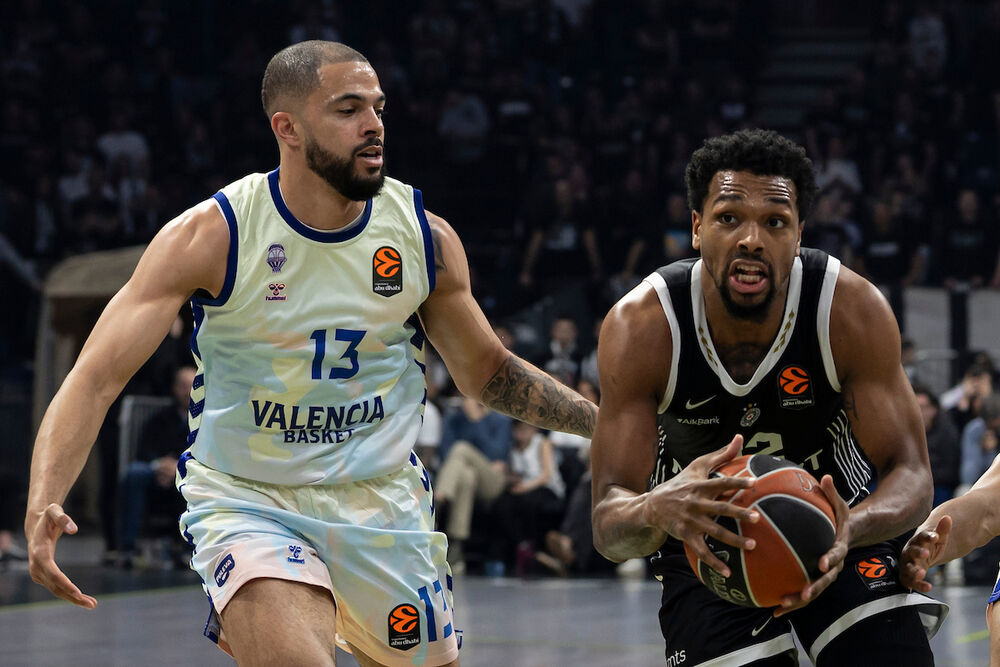 Detalj sa utakmice Partizana i Valensije u sezoni 2025/26 Evrolige