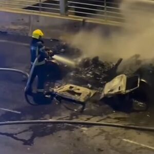 HOROR PRIZOR NA MOSTU NA ADI! Od automobila ostala gomila ugljenišanog lima - jezive slike nakon požara!