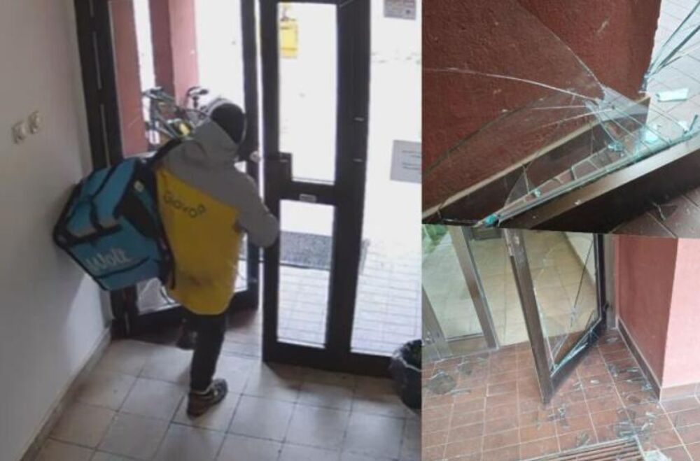 Dostavljač huligan divljao po zgradama na Dorćolu! Polupao vrata na zgradi, kamere sve zabeležile, užas! (VIDEO)
