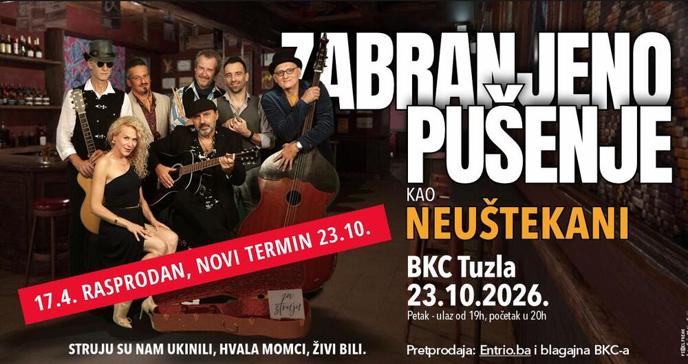 Zabranjeno pušenje kao Neuštekani održaće i drugi koncert 23.10.2026. u tuzlanskom BKC-u