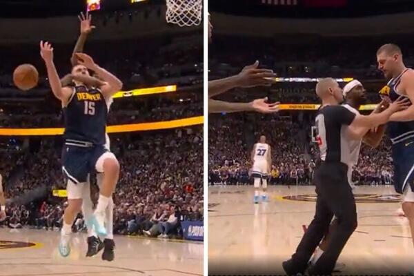 Sudija držao Nikolu Jokića, hteo da se bije nasred utakmice! Poludeo zbog nesportskog poteza rivala (VIDEO)