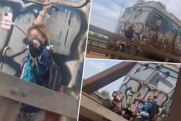 DEVOJČICA ČUČI NA ZADNJEM DELU VOZA I SNIMA SELFI DOK PRELAZI MOST: Jeziva scena na Pančevcu! (VIDEO)