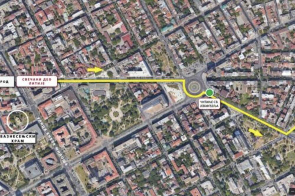 Ovo je put kojim će danas proći Spasovdanska litija: Na čelu prvi put Pojas Presvete Bogorodice (MAPA)