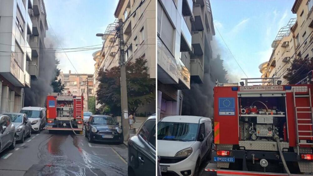 Požar u podzemnoj garaži na Zvezdari: Vatra zahvatila 4 automobila, 2 skroz izgorela, prve slike s lica mesta! FOTO