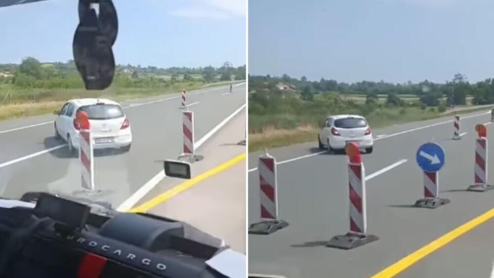 JOŠ JEDAN SNIMAK BAHATE VOŽNJE: Vozio u kontrasmeru, kada je shvatio da je pogrešio, URADIO JE OVO (VIDEO)