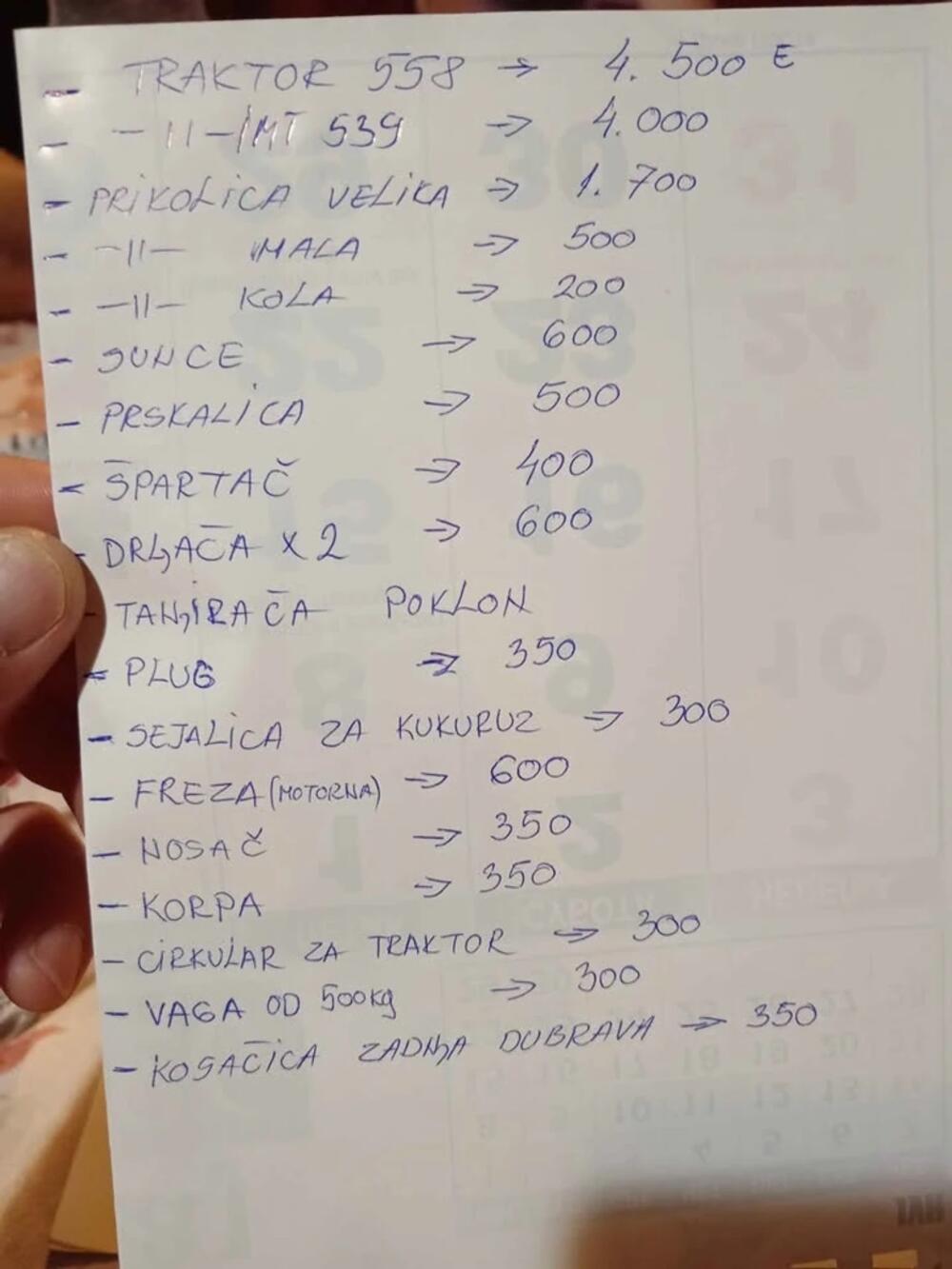DEJAN RASPRODAJE SVE ŠTO IMA, POPISAO IMOVINU NA PARČETU PAPIRA: 2 traktora, prikolice, a OVO daje na POKLON!