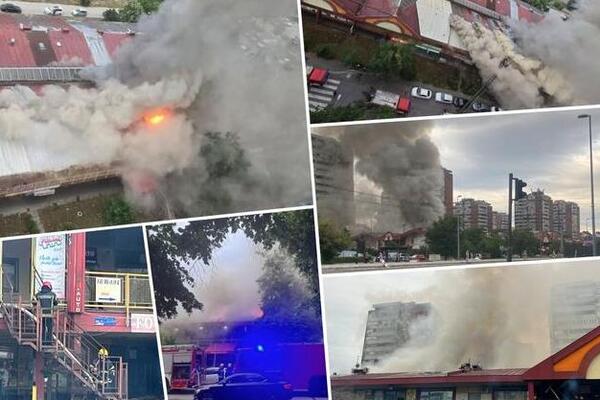 VATRA GUTA LOKALE, 40 VATROGASACA SE BORI SA VATRENOM STIHIJOM: Novi SNIMCI POŽARA u TRŽNOM CENTRU U BLOKU 45