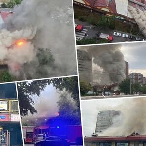 VATRA GUTA LOKALE, 40 VATROGASACA SE BORI SA VATRENOM STIHIJOM: Novi SNIMCI POŽARA u TRŽNOM CENTRU U BLOKU 45