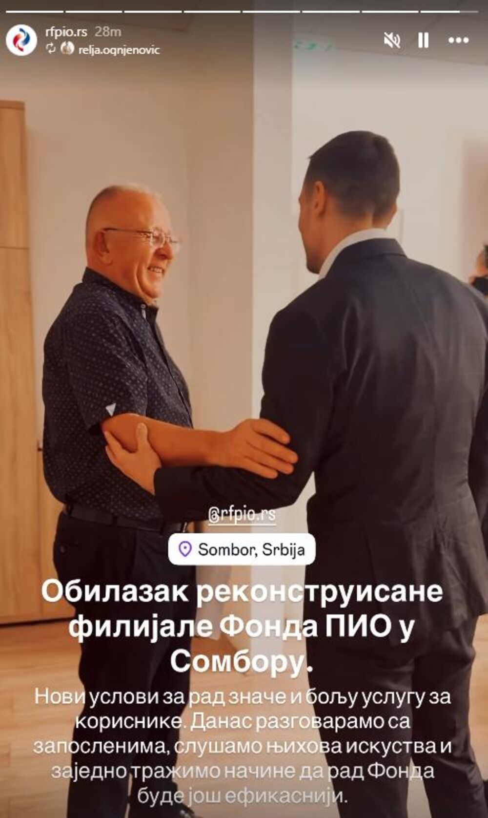 PIO fond o obilasku rekonstruisane filijale Fonda PIO u Somboru